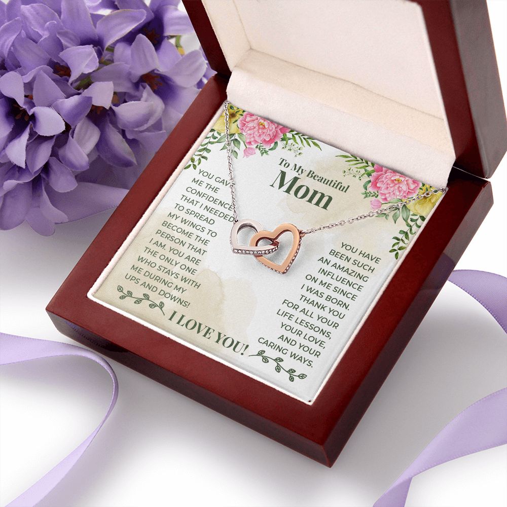 Mom Necklace Gifts for Mom from Daughter to Mom Gifts for Mothers Day from Daughter, To My Mom Necklace from Daughter to Mom Birthday Gifts Necklace with Message Card and Gift Box22 Interlocking Hearts Necklace