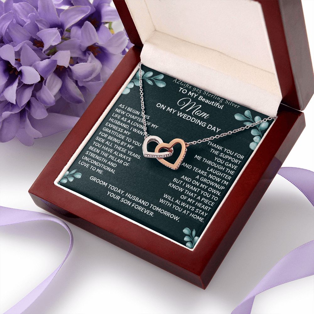 To My Beautiful Mom Necklace from Son, Gift for Mom, Gift from Son for Mother, Mother of Groom Gift, Necklace for Mother of Groom Wedding Day, To my Mom Necklace 301 Interlocking Hearts Necklace