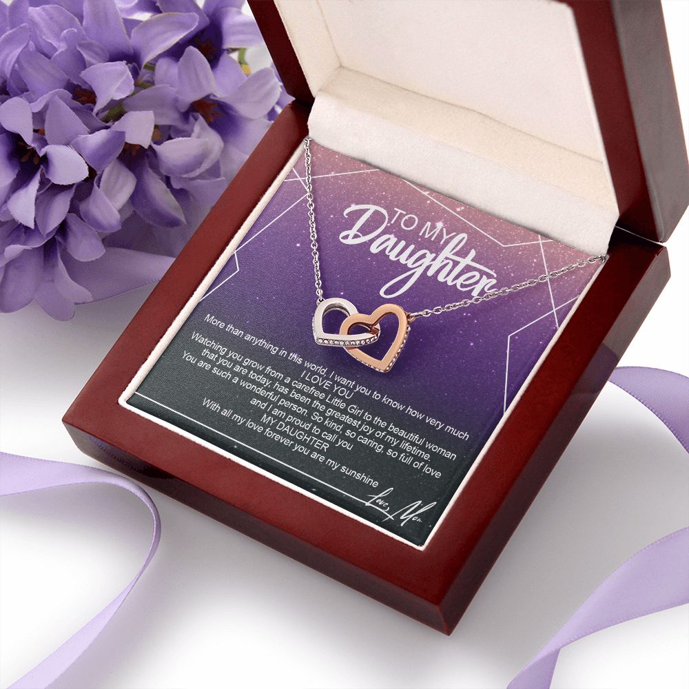 To My Daughter Alluring Beautiful Necklace, Jewelry For Daughter, Daughter Gift Interlocking Hearts Necklace