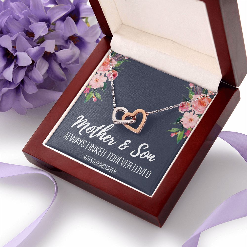 Gift For Mom From Son, Mother Son Gifts, Happy Mother's Day Necklace, Mom Gift Interlocking Hearts Necklace