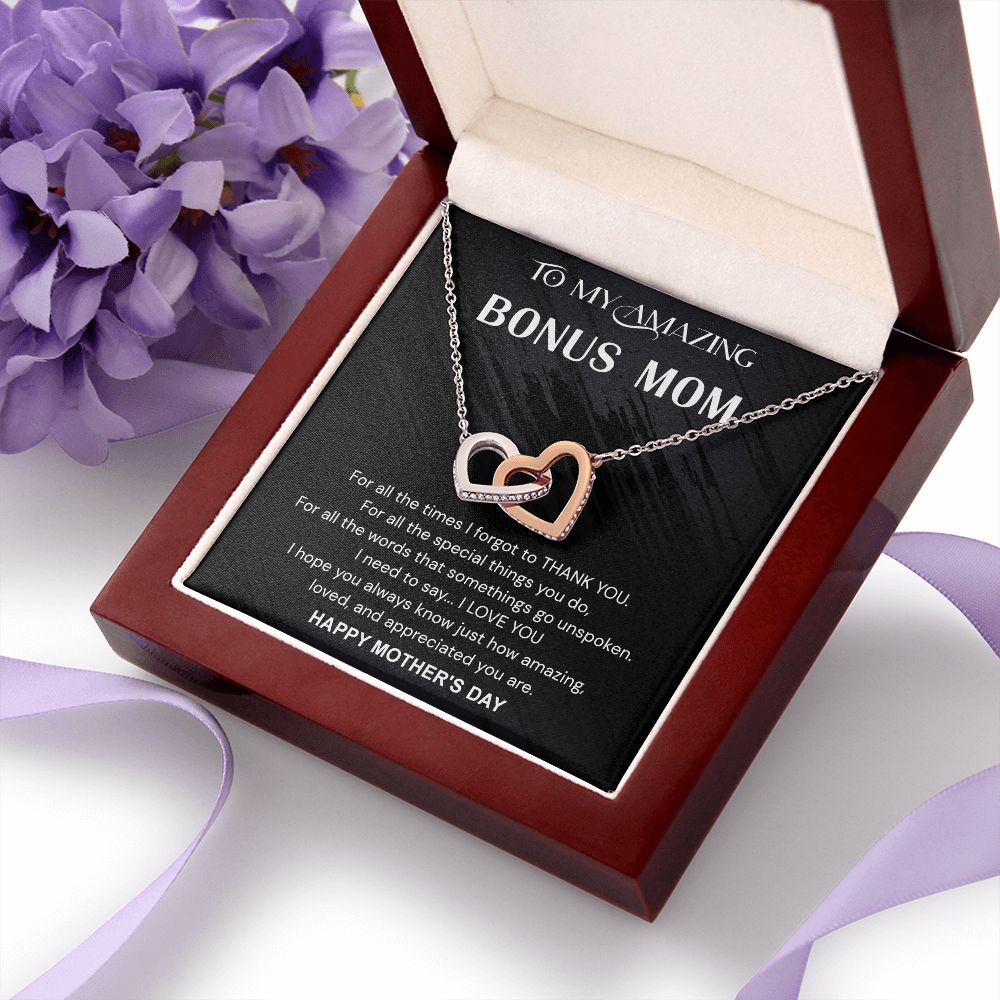 Mother's Day Gifts For Bonus Mom, Bonus Mom Mothers Day Gift, Bonus Mom Necklace, Gift For Bonus Mom On Mother's Day Interlocking Hearts Necklace