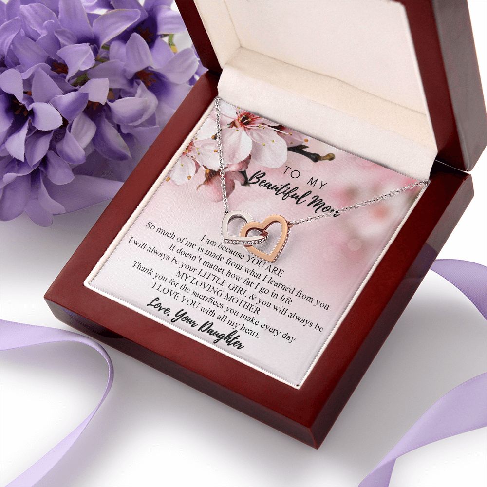 Mom Necklace Gifts for Mom from Daughter to Mom Gifts for Mothers Day from Daughter, To My Mom Necklace from Daughter to Mom Birthday Gifts Necklace with Message Card and Gift Box2246 Interlocking Hearts Necklace