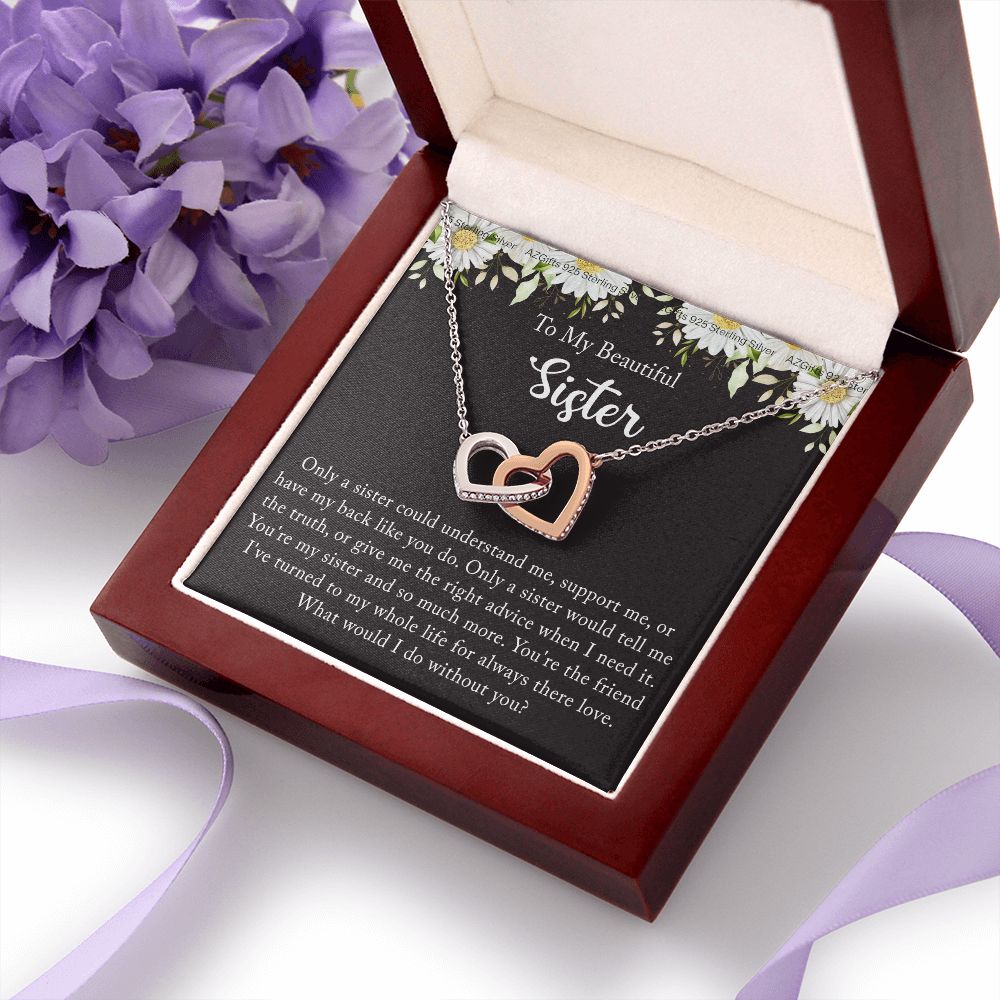 To My Sister Necklace, Sister to Sister, Birthday gift For Sister from Brother 2 Interlocking Hearts Necklace