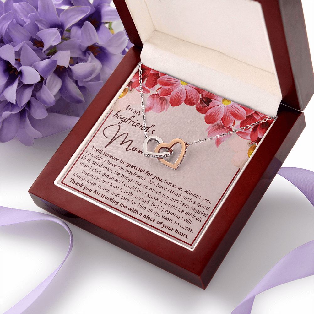 To My Boyfriend's Mom Necklace Jewelry Gift, Mother's Day Gift, Birthday Gift For Boyfriend's Mom, Boyfriend's Mom Meaningful Gift Interlocking Hearts Necklace