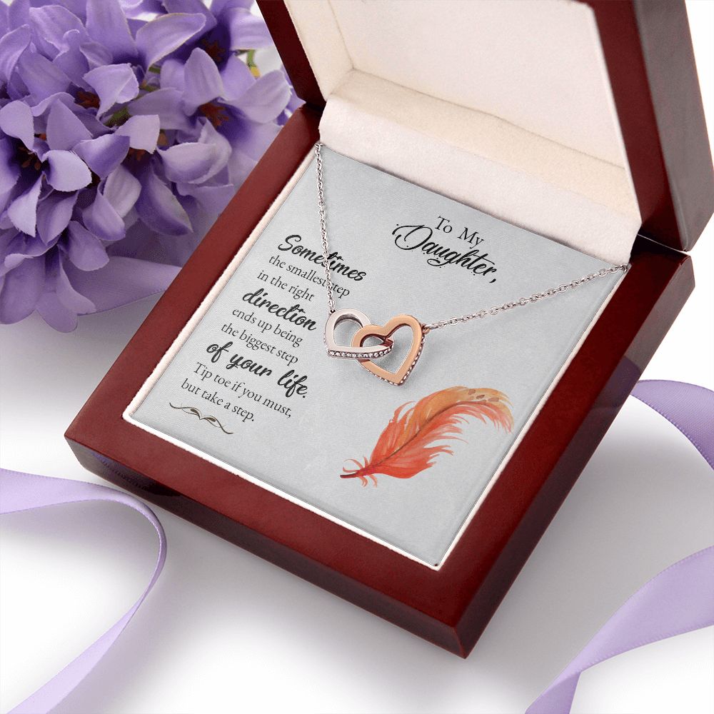 To My Daughter Necklace Pendant Gift From Mom Necklace Tip Toe If You Must With Message Card Gift Box Gift For To Daughter, Daughter In Law On Birthday Anniversary Interlocking Hearts Necklace