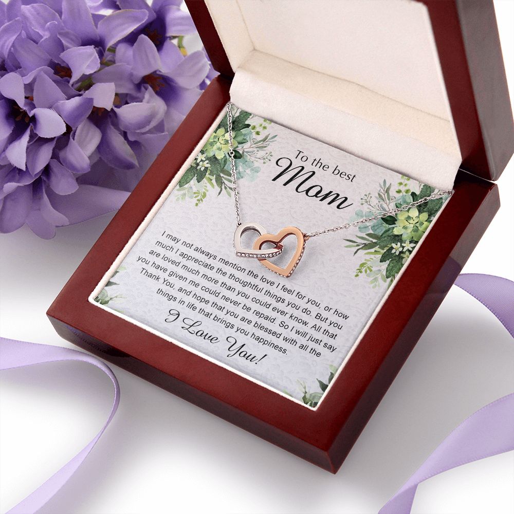 To My Best Mom Necklace, Necklace for Mother, Daughter Gift For Mom, Present For Mom, Mother Gifts from Son or Daughter, Jewelry Gift for Mothers Day, Birthday Gift for Mother, Moms Interlocking Hearts Necklace