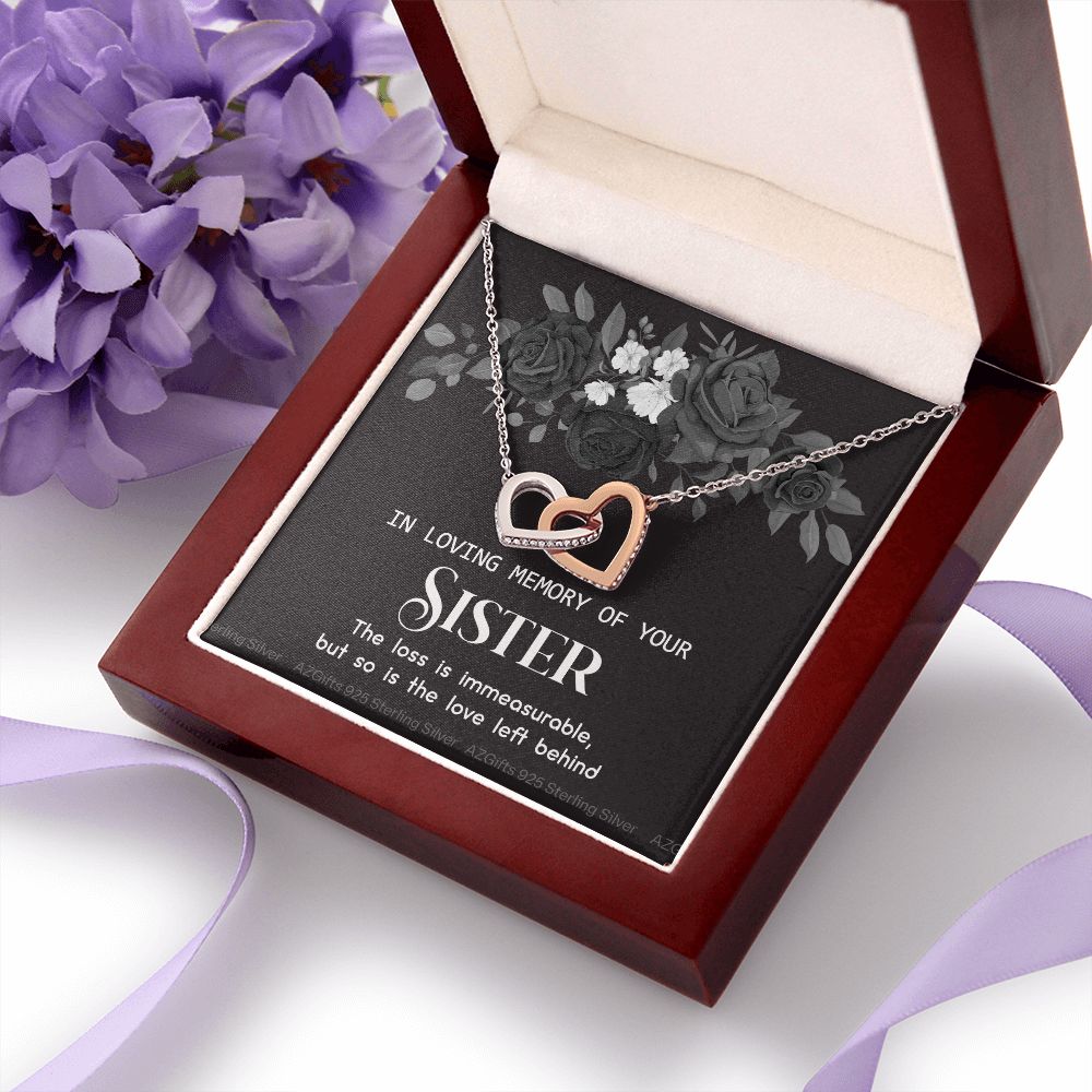 In Memory Of Your Sister, Sympathy Gift Loss Of Sister, Sympathy Gift Box, Loss Of Sister Necklace, Loss Of Sister, Loss Of A Sister Interlocking Hearts Necklace