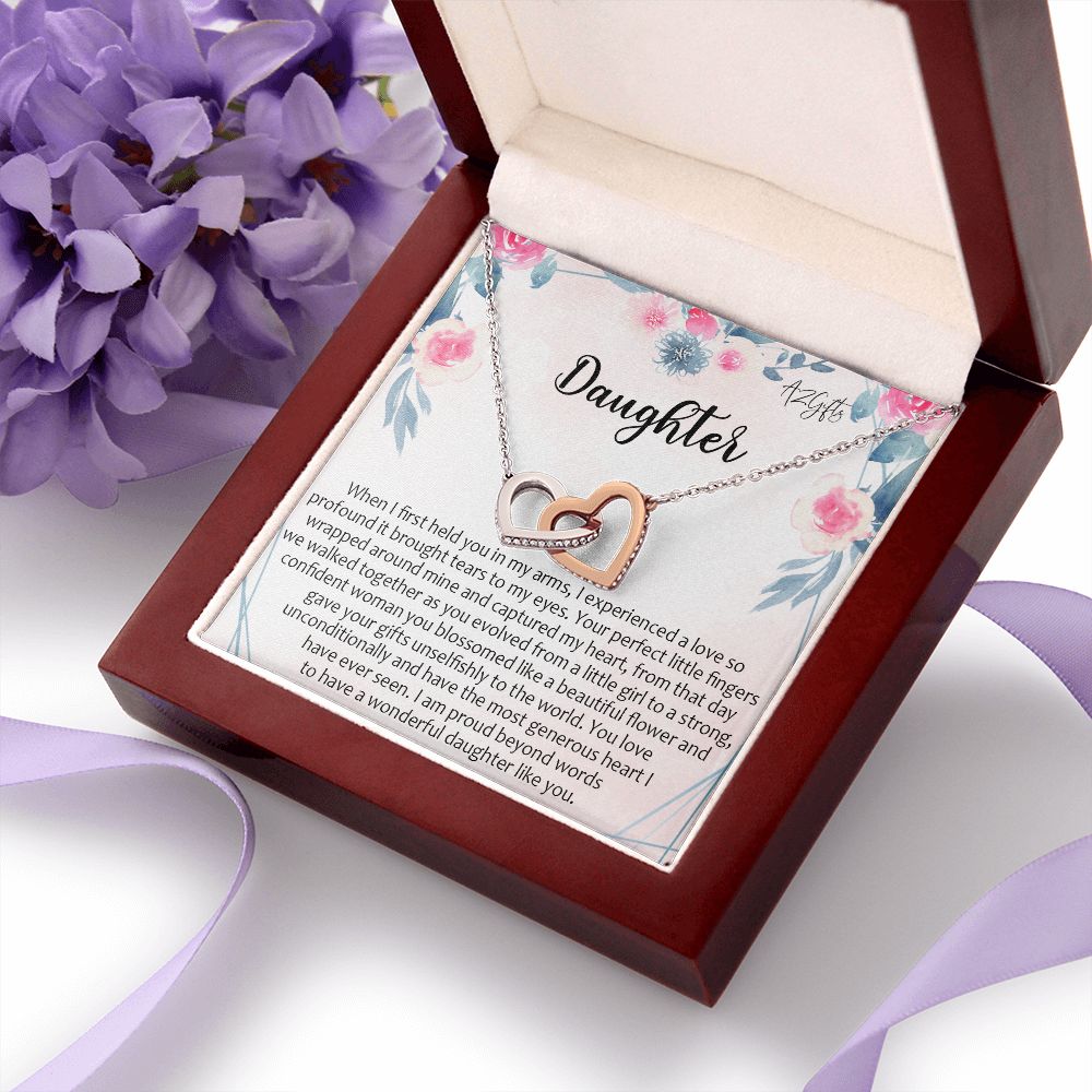 To My Daughter Gift Necklace from Mom, Mother and Daughter Necklace for Girls, Mother Daughter Gift Ideas, Jewelry Pendant Interlocking Hearts Necklace