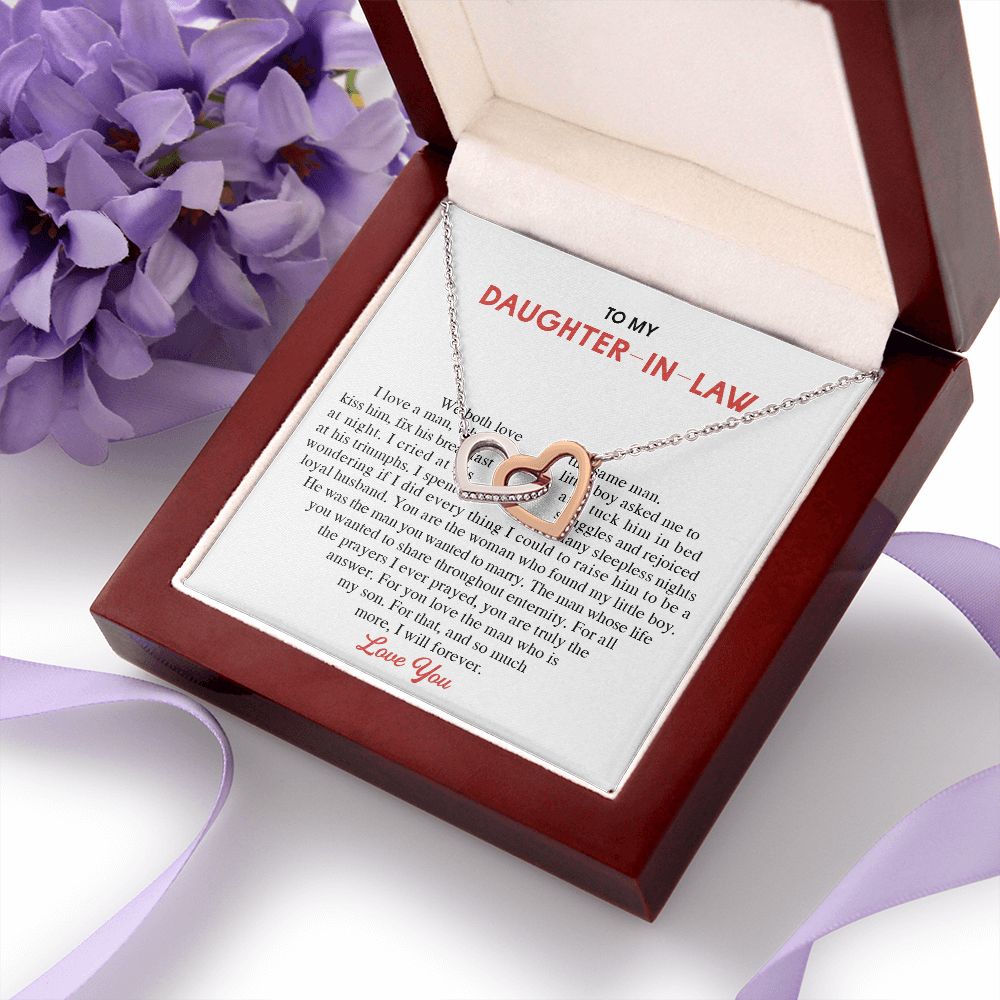 To My Daughter-in-Law Alluring Beauty Necklace Birthday Graduation Gift For Her Interlocking Hearts Necklace