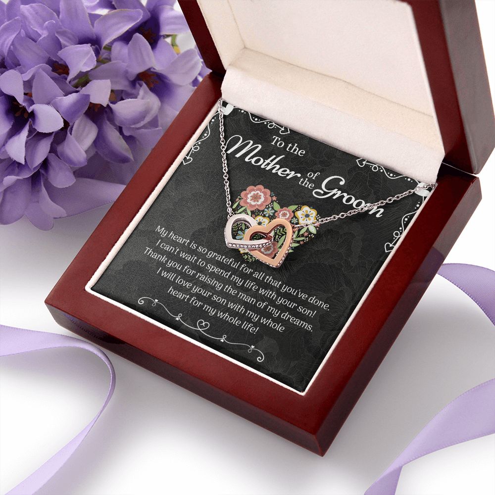 Mother of the Groom Sunflower Bracelet from Bride, Mother of the Groom Jewelry, Unique Mother Of The Groom Wedding Gift, Mom of Groom Gift Interlocking Hearts Necklace