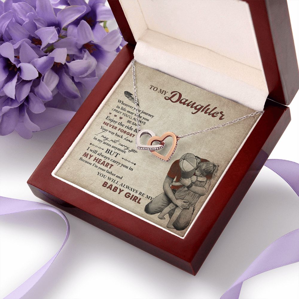 To My Daughter Necklaces Pendants - Father and Daughter Necklace - Gift from Daddy - Luxury Necklace Silver On Birthday, Anniversary - Includes Gift Box Interlocking Hearts Necklace