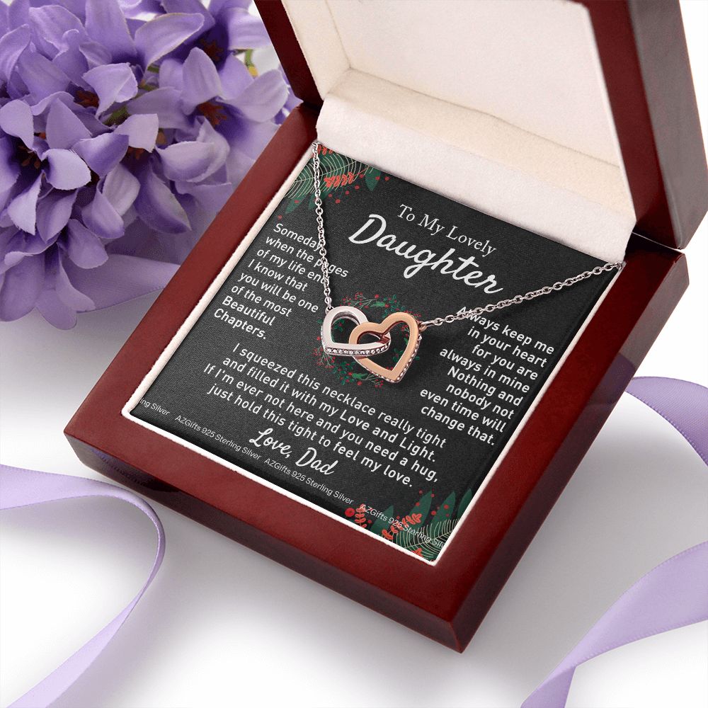 To My Daughter Necklace from Dad Father to Daughter Necklace for Daughter Gift for Daughter Wedding Gift Daughter Jewelry for Daughter Present for Christmas Birthday Gift Interlocking Hearts Necklace