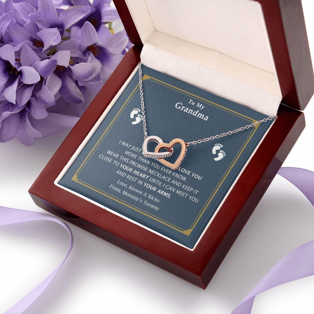 To My Grandma Necklace, Gift for Grandmother Necklace, Mothers Day Gift For Grandma Nana, Grandma Jewelry From Grandchildren GrandKids , Jewelry Box Gift For Grandma Grandmother17 Interlocking Hearts Necklace