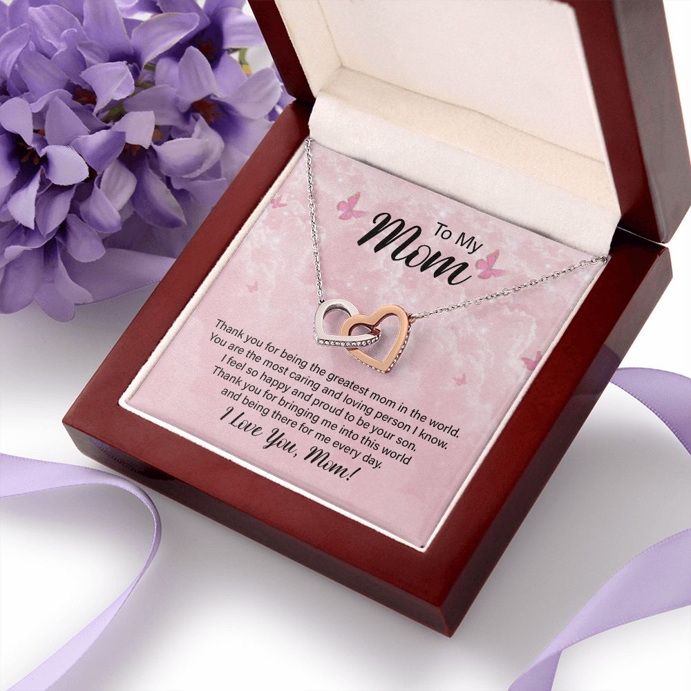 To My Mom Necklace, Gift For Mom, Mother's Day Gift from Daughter, Mom Jewelry Gift for Mothers Day, Birthday Gift for Mother, Moms Gift from Daughter Son, Necklace for Mom Mother 24 Interlocking Hearts Necklace