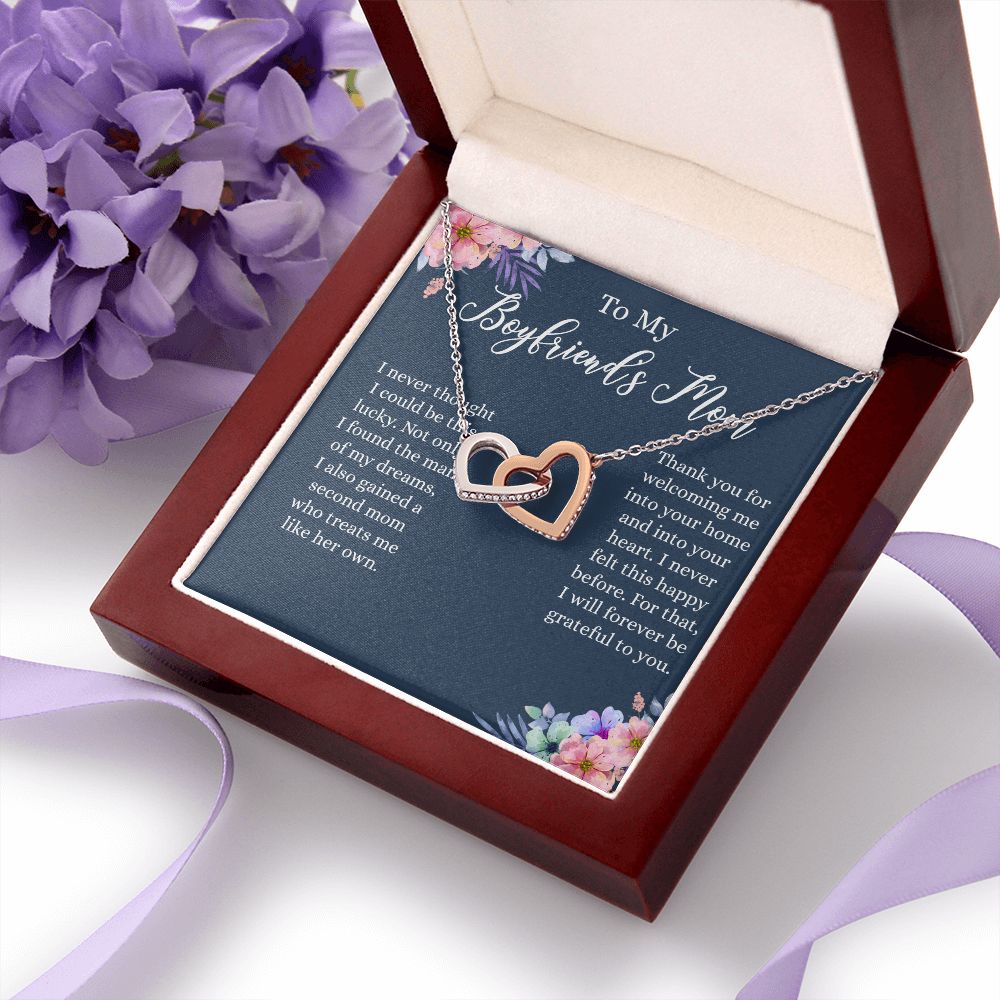 To My Boyfriends Mom Necklace, Gifts For Boyfriend Mom, Boyfriends Mom Birthday Gift, Boyfriend Mother Gift, Gifts for boyfriend mom, Boyfriend mom Mother's Day Gift Jewelry for Women Interlocking Hearts Necklace