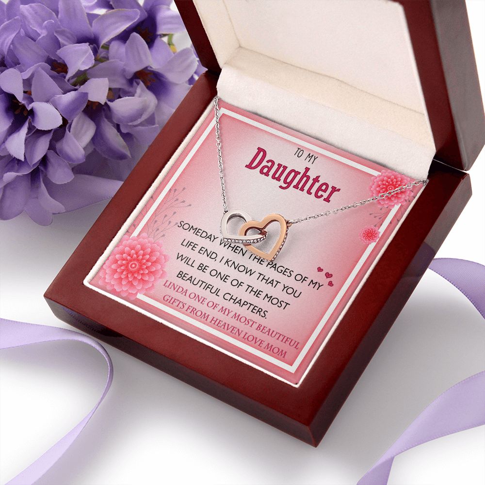 To My Daughter Gift Necklace from Mom, Mother and Daughter Necklace for Girls, Mother Daughter Gift Ideas, Jewelry Pendant Interlocking Hearts Necklace