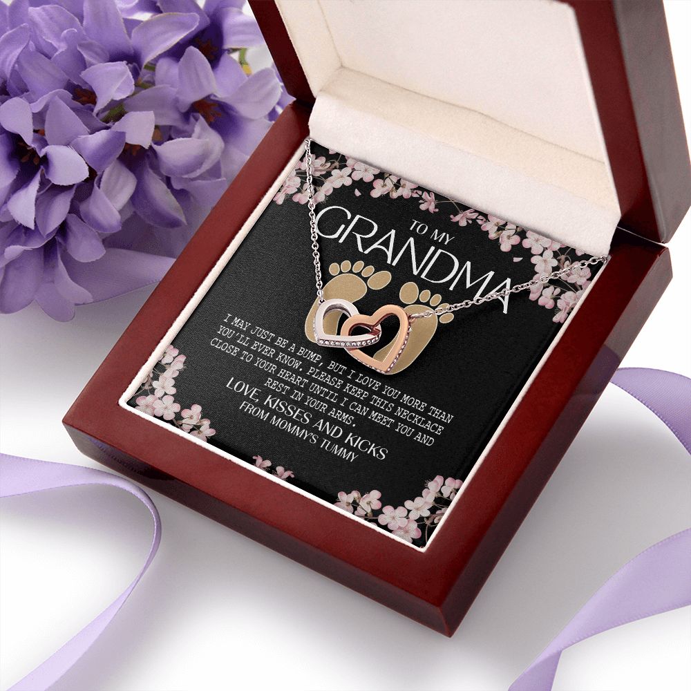To My Grandma Necklace, Gift for Grandmother Necklace, Mothers Day Gift For Grandma Nana, Grandma Jewelry From Grandchildren GrandKids , Jewelry Box Gift For Grandma Grandmother16 Interlocking Hearts Necklace