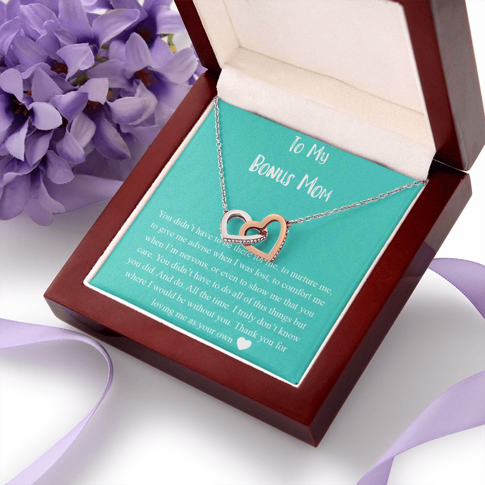 To My Bonus Mom Necklace, Mother's Day Gift for Step Mom, Love Knot Necklace Interlocking Hearts Necklace