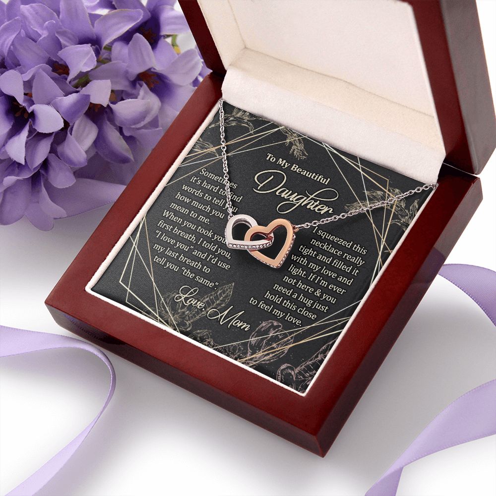To My Daughter Gift Necklace from Mom, Mother and Daughter Necklace for Girls, Mother Daughter Gift Ideas, Jewelry Pendant Interlocking Hearts Necklace