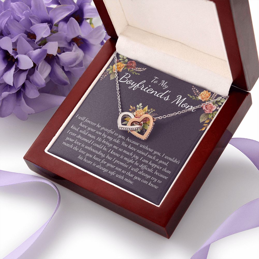 Sterling Silver Necklace for Women with Cubic Zirconia for Boyfriend's Mom Daugterin Law To My Mother in Law Necklace  Gift on Birthday Mother's Day Wedding Christmas Pendant Interlocking Hearts Necklace