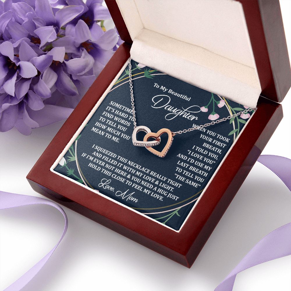 To My Daughter Gift Necklace from Mom, Mother and Daughter Necklace for Girls, Mother Daughter Gift Ideas, Jewelry Pendant Interlocking Hearts Necklace