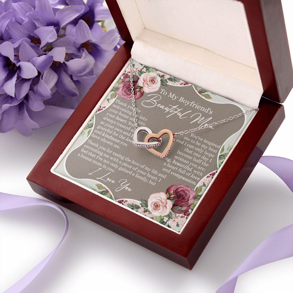 To My Boyfriend's Mom Necklace, Sentimental Gifts For Boyfriend's Mom, Necklace for Boyfriend's Mom, Thank You Gift for Boyfriend's Mom, Mothers Day Gift for Boyfriend's Mom Interlocking Hearts Necklace