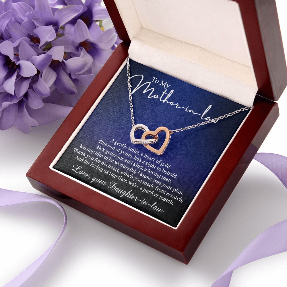 To My Mother in Law Necklace, Mother in Law Gift, Necklace for Mother in Law Jewelry Gift to My Mother-in-law on Wedding Day Mother's day gift for Mother in Law Birthday gift Interlocking Hearts Necklace