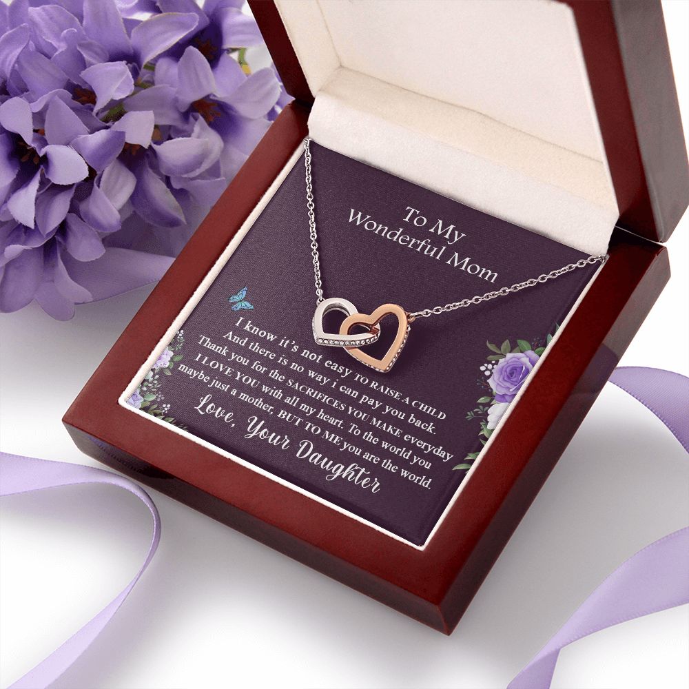 Mom Necklace Gifts for Mom from Daughter to Mom Gifts for Mothers Day from Daughter, To My Mom Necklace from Daughter to Mom Birthday Gifts Necklace with Message Card and Gift Box2231 Interlocking Hearts Necklace