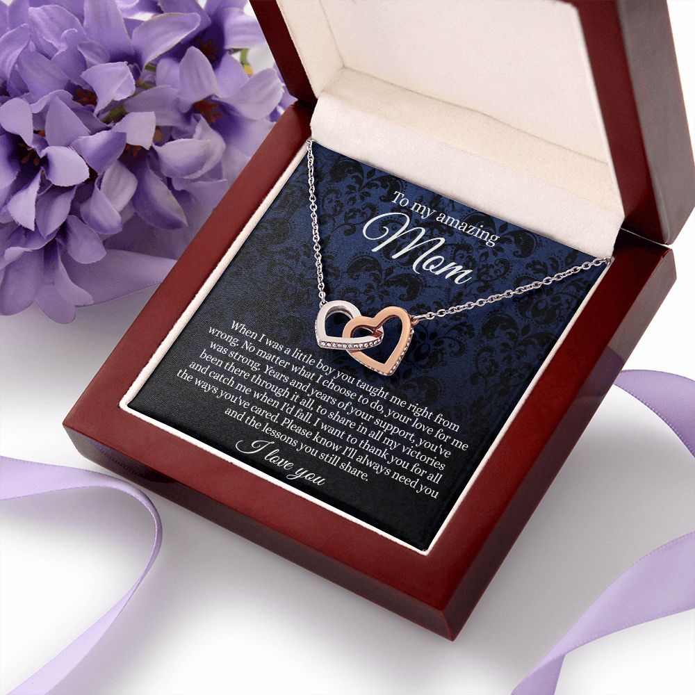 Gift for Mom Necklace, To My Beautiful Mom Love Knot Necklace Card, Mother’s Day Gift For Mom From Son, Thank You Mom Gift, Custom Jewelry Necklace For Mom Interlocking Hearts Necklace