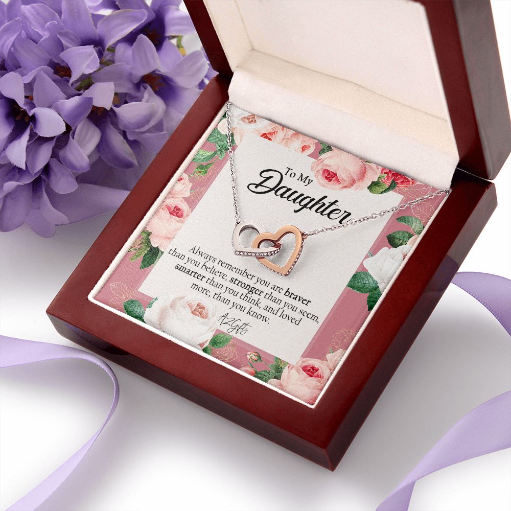 To My Daughter Gift Necklace from Mom, Mother and Daughter Necklace for Girls, Mother Daughter Gift Ideas, Jewelry Pendant Interlocking Hearts Necklace
