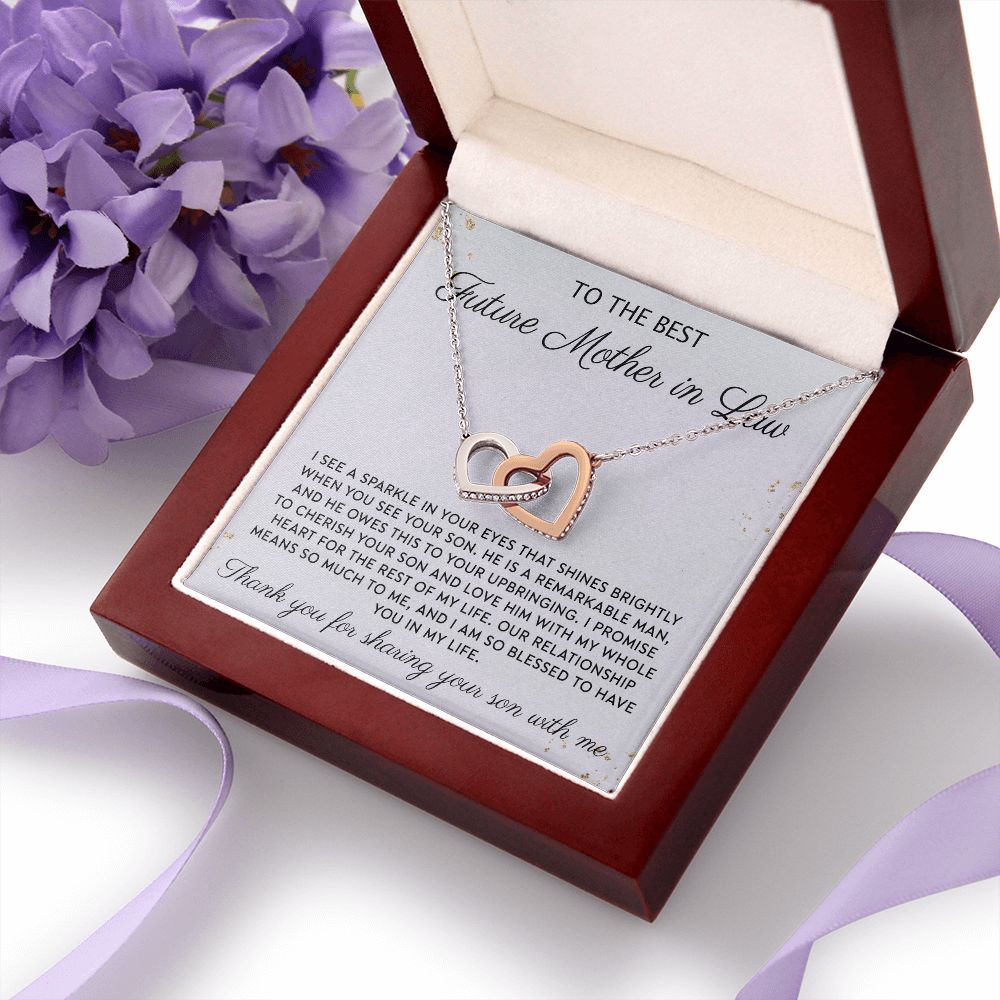 Gift to MIL Mother of the Groom Gift From Bride Wedding Gift Pendants from Bride Gifts for Mom Mother of the Bride Necklace Unique Groom Mom Interlocking Hearts Necklace