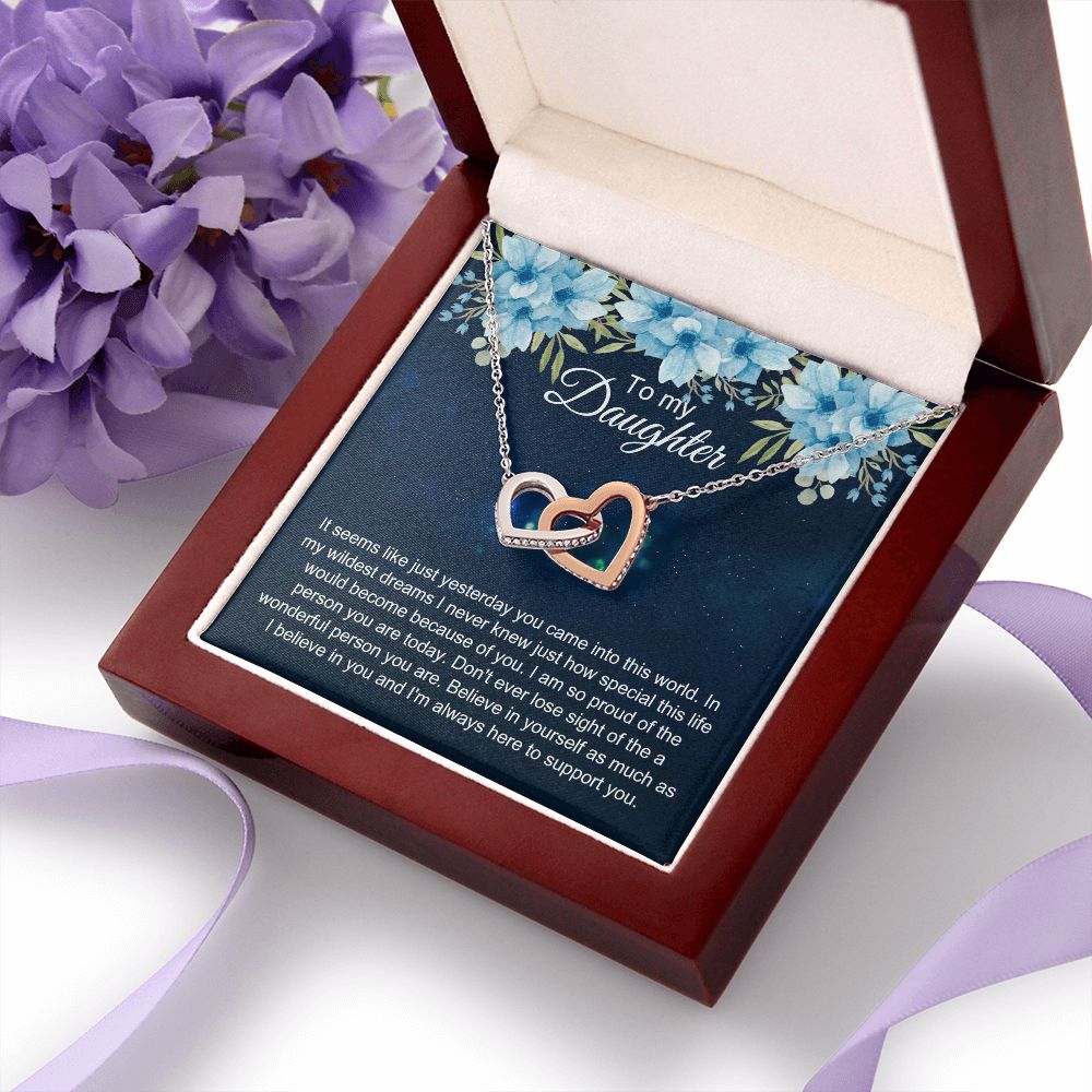To My Daughter Gift Necklace from Mom, Mother and Daughter Necklace for Girls, Mother Daughter Gift Ideas, Jewelry Pendant Interlocking Hearts Necklace