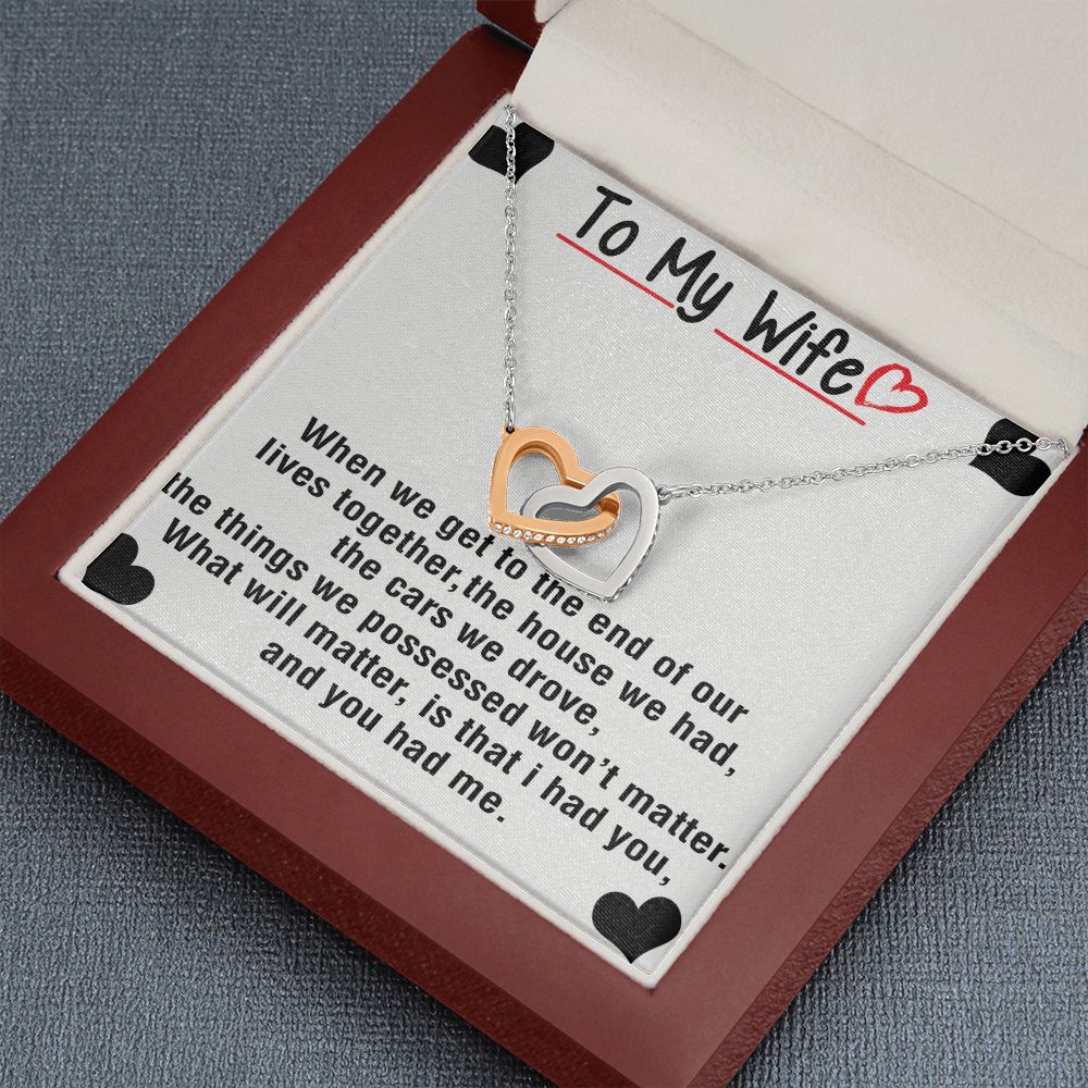 To My Wife Necklace from Husband, Personalized Necklace for Women, Luxury Necklace for Wife from Man Men, Wedding Anniversary Present For Wife, Beautiful Wife Jewelry Christmas Birthday Gift For Wife25 Interlocking Hearts Necklace
