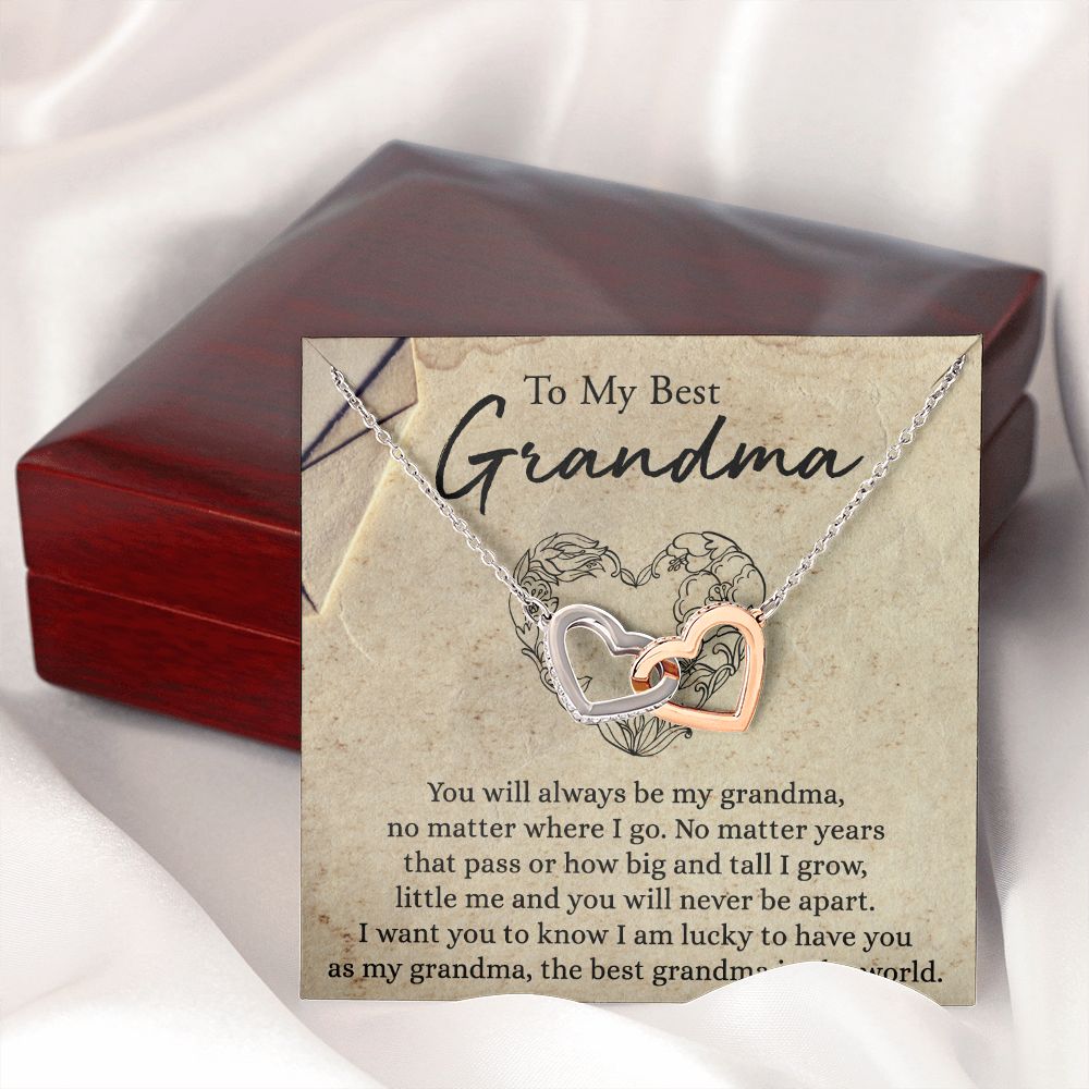 To My Grandma Necklace, Gift for Grandmother Necklace, Mothers Day Gift For Grandma Nana, Grandma Jewelry From Grandchildren GrandKids , Jewelry Box Gift For Grandma Grandmother6 Interlocking Hearts Necklace
