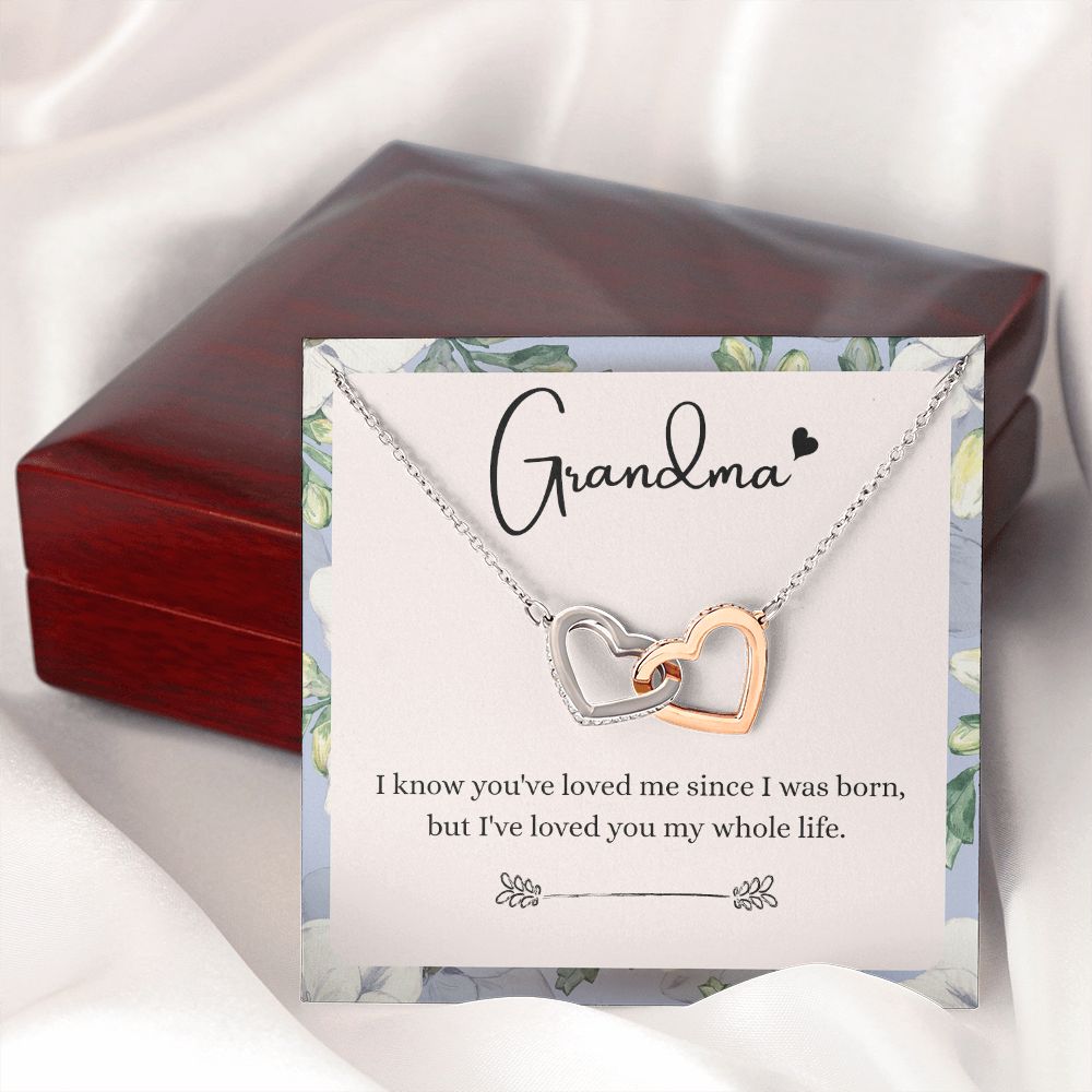 To My Grandma Necklace, Gift for Grandmother Necklace, Mothers Day Gift For Grandma Nana, Grandma Jewelry From Grandchildren GrandKids , Jewelry Box Gift For Grandma Grandmother9 Interlocking Hearts Necklace