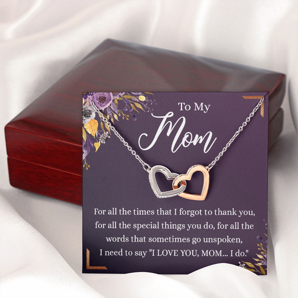 To My Mother Gift Necklace To Mom, Mother, Mommy, Momma from Child Special Mother Gift for Birthday Mothers Day Retriment Anniversary Hoiday Present for Mom Necklace for Women Interlocking Hearts Necklace