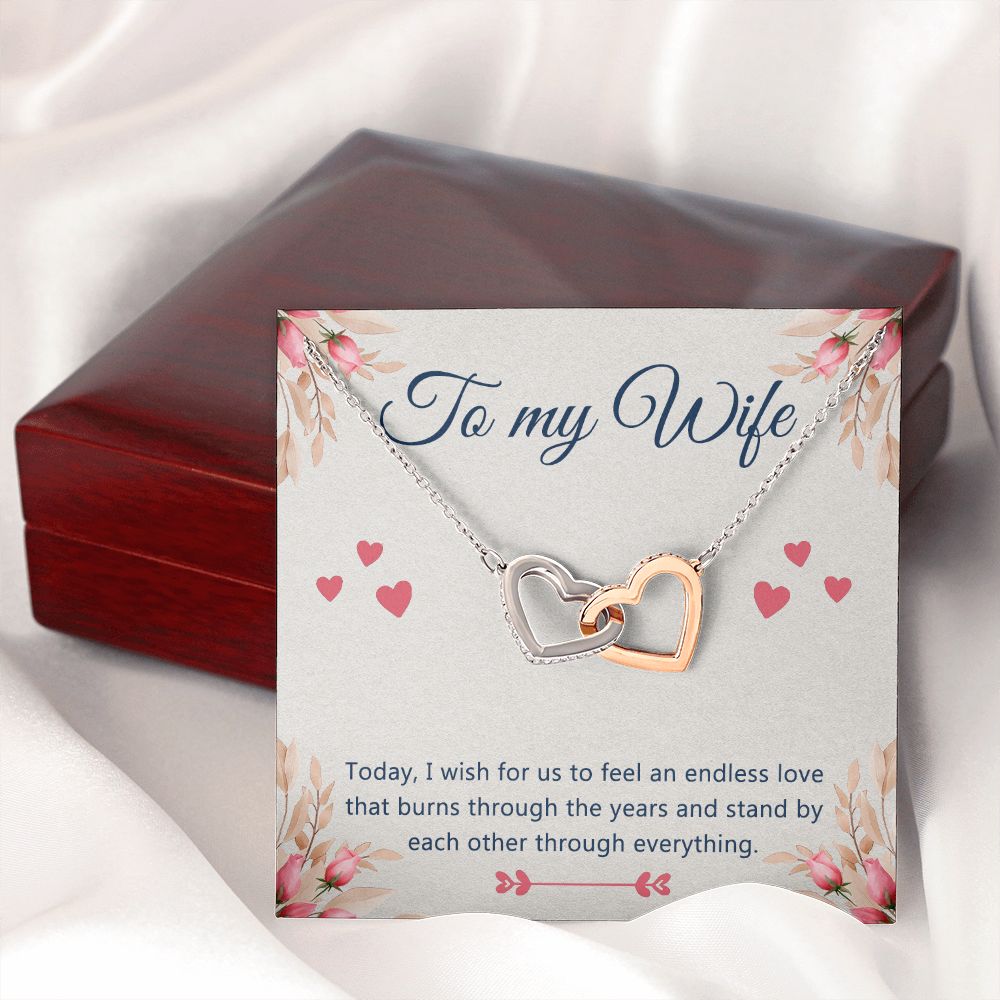 Birthday Gifts For Wife, Necklace Gifts For Wife From Husband, To My Wife Jewelry For Women , To My Wife Necklace  from Husband Wedding Anniversary Present For Wife, Beautiful Wife Jewelry Christmas 4 Interlocking Hearts Necklace