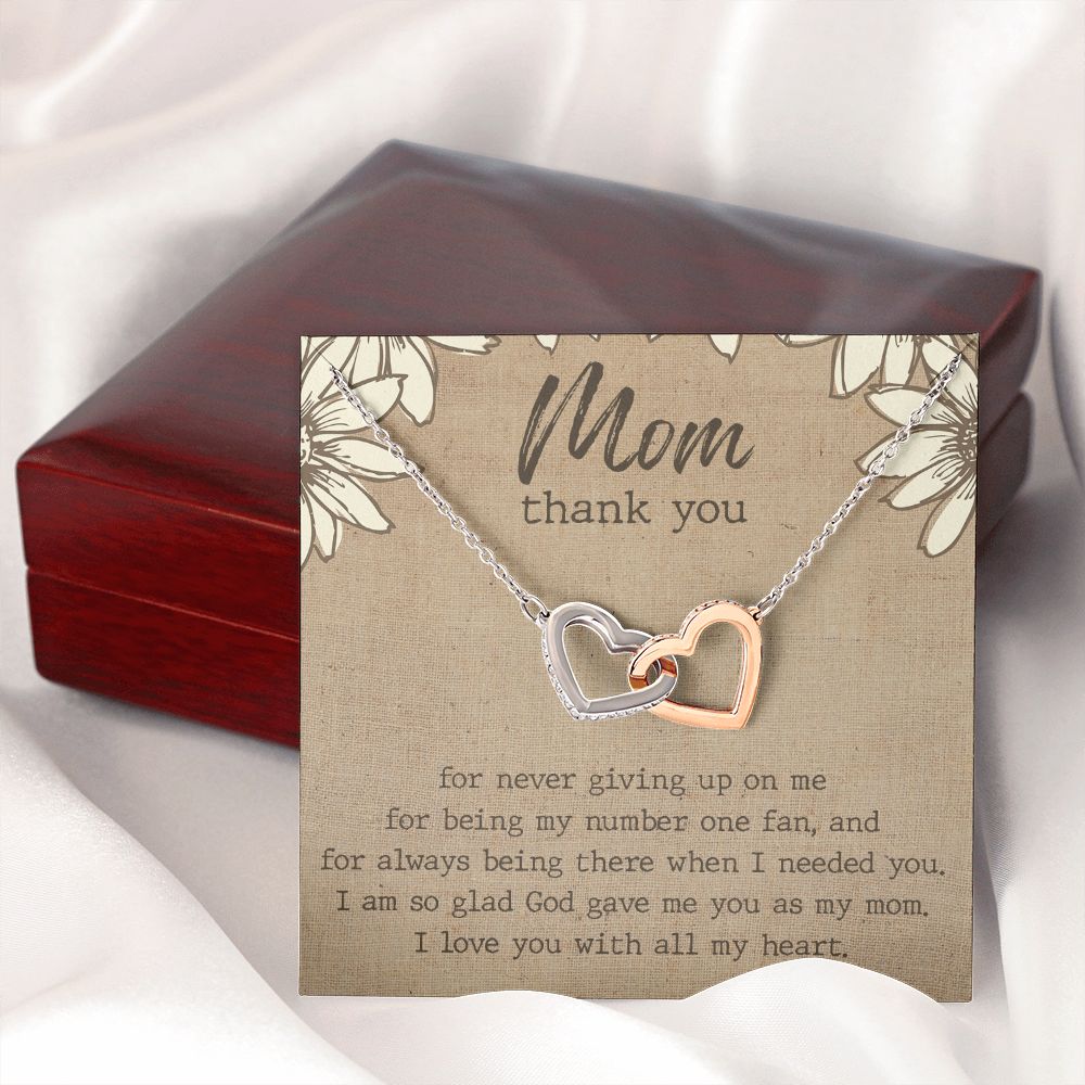 Thank You Gift For Mom, Gifts For Mother, Gifts For Mom From Daughter, Affordable Gifts For Mom, Birthday Gift Ideas For Mom From Daughter Interlocking Hearts Necklace