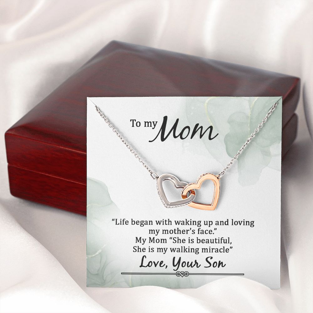 Mom Necklace Gifts for Mom from Daughter to Mom Gifts for Mothers Day from Daughter, To My Mom Necklace from Daughter to Mom Birthday Gifts Necklace with Message Card and Gift Box20 Interlocking Hearts Necklace