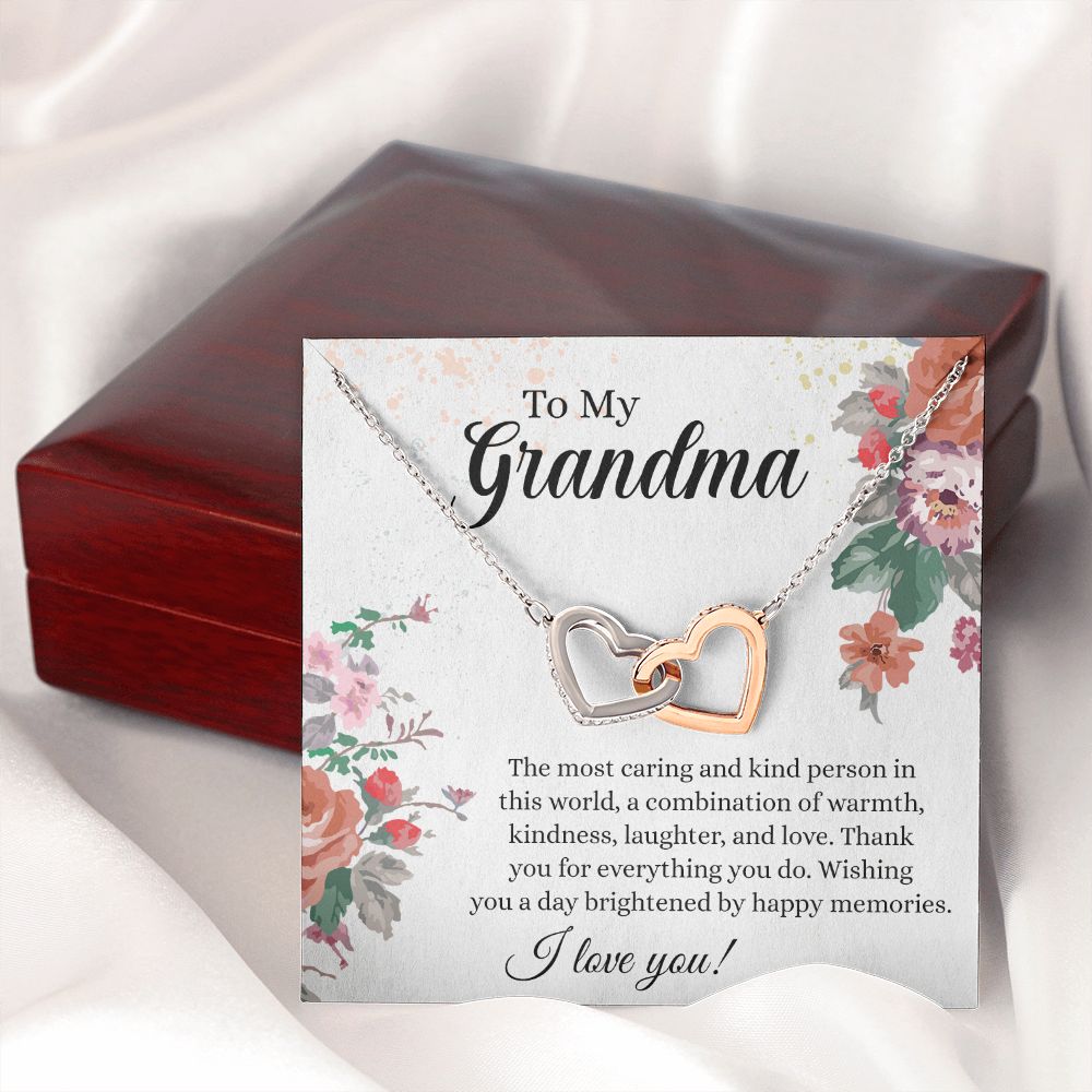To My Grandma Necklace, Gift for Grandmother Necklace, Mothers Day Gift For Grandma Nana, Grandma Jewelry From Grandchildren GrandKids , Jewelry Box Gift For Grandma Grandmother18 Interlocking Hearts Necklace