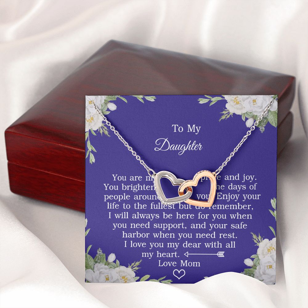 Mother Daughter Gift Ideas, To My Daughter Gift Necklace from Mom, Jewelry Pendant Present for Daughter, Birthday Christmas Gift Graduation Gifts for Daughters, Mother and Daughter Necklace 2137 Interlocking Hearts Necklace