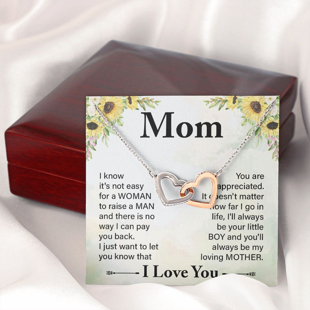 To My Mom Necklace, Gift For Mom, Mother's Day Gift from Daughter, Mom Jewelry Gift for Mothers Day, Birthday Gift for Mother, Moms Gift from Daughter Son, Necklace for Mom Mother 20 Interlocking Hearts Necklace