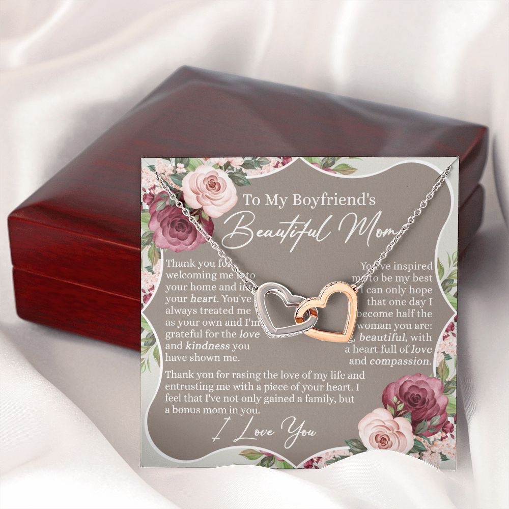 To My Boyfriend's Mom Necklace, Sentimental Gifts For Boyfriend's Mom, Necklace for Boyfriend's Mom, Thank You Gift for Boyfriend's Mom, Mothers Day Gift for Boyfriend's Mom Interlocking Hearts Necklace