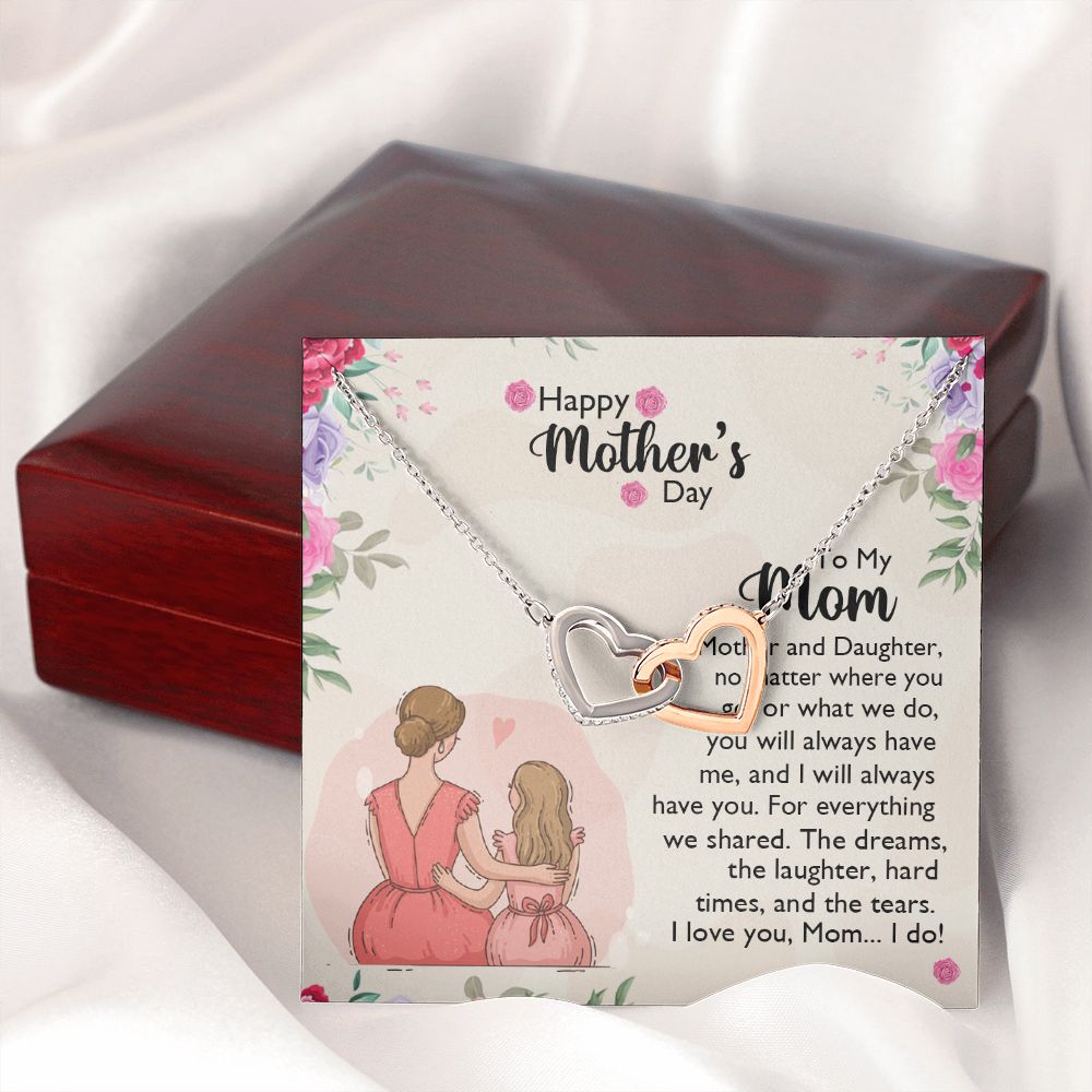 Mom Necklace Gifts for Mom from Daughter to Mom Gifts for Mothers Day from Daughter, To My Mom Necklace from Daughter to Mom Birthday Gifts Necklace with Message Card and Gift Box11 Interlocking Hearts Necklace