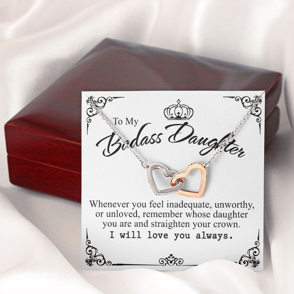 Bonus Daughter Gifts From Stepdad, Step Daughter Gifts From Stepmom, Stepdaughter Gifts From Stepdad, Father Stepdaughter Necklace, To My Bonus Daughter Necklaces, Christmas Gifts For Bonus7 Interlocking Hearts Necklace