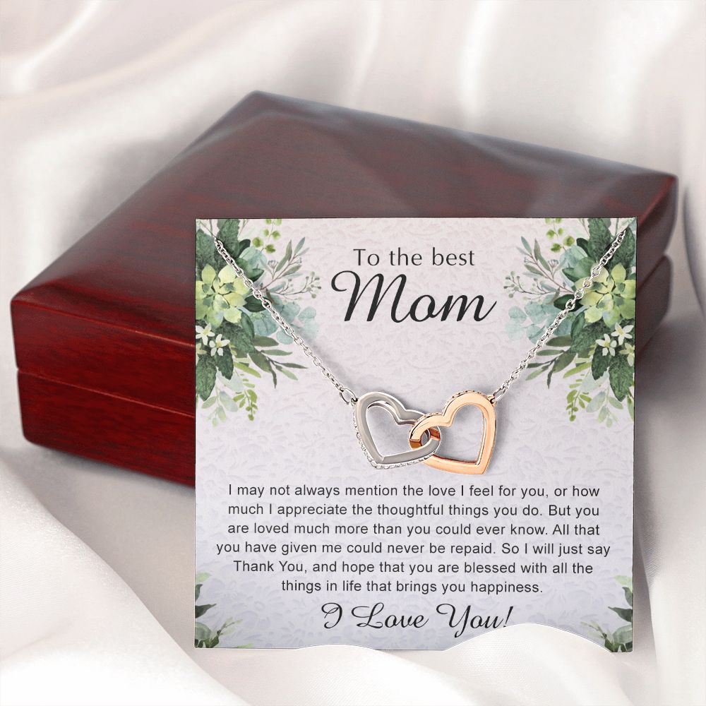 To My Best Mom Necklace, Necklace for Mother, Daughter Gift For Mom, Present For Mom, Mother Gifts from Son or Daughter, Jewelry Gift for Mothers Day, Birthday Gift for Mother, Moms Interlocking Hearts Necklace