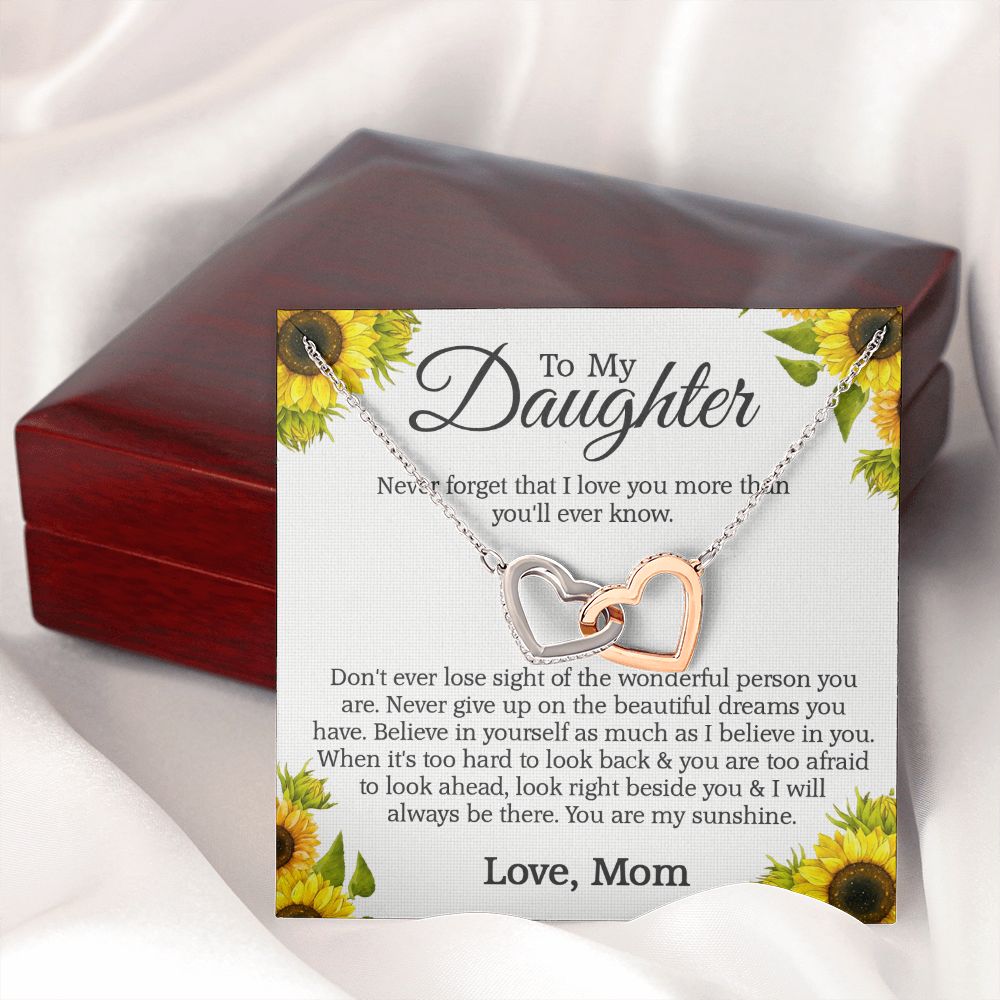 Mother Daughter Gift Ideas, To My Daughter Gift Necklace from Mom, Jewelry Pendant Present for Daughter, Birthday Christmas Gift Graduation Gifts for Daughters, Mother and Daughter Necklace 2132 Interlocking Hearts Necklace