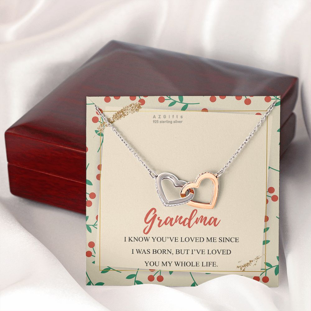 To My Grandma Necklace, Gift for Grandmother Necklace, Mothers Day Gift For Grandma Nana, Grandma Jewelry From Grandchildren GrandKids , Jewelry Box Gift For Grandma Grandmother15 Interlocking Hearts Necklace