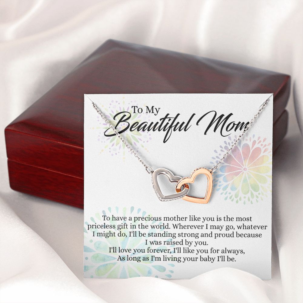 To My Mom Necklace, Gift For Mom, Mother's Day Gift from Daughter, Mom Jewelry Gift for Mothers Day, Birthday Gift for Mother, Moms Gift from Daughter Son, Necklace for Mom Mother 4 Interlocking Hearts Necklace