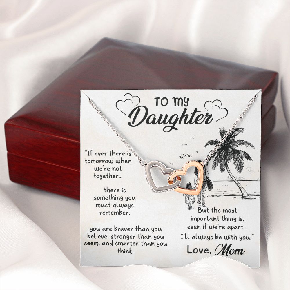 To My Daughter Sunset Necklace Pendant Gift From Mom Necklace The Most Important With Message Card Gift Box Gift For To Daughter, Daughter In Law On Birthday Anniversary Interlocking Hearts Necklace